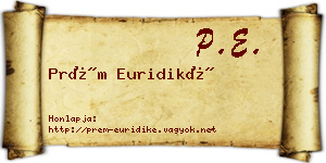 Prém Euridiké névjegykártya